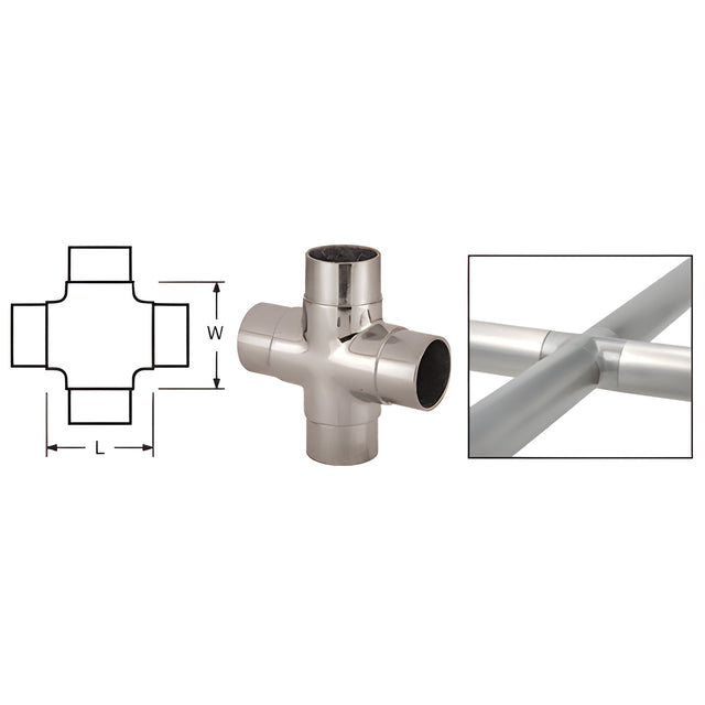 CRL Polished Stainless Flush Cross for 2" Tubing