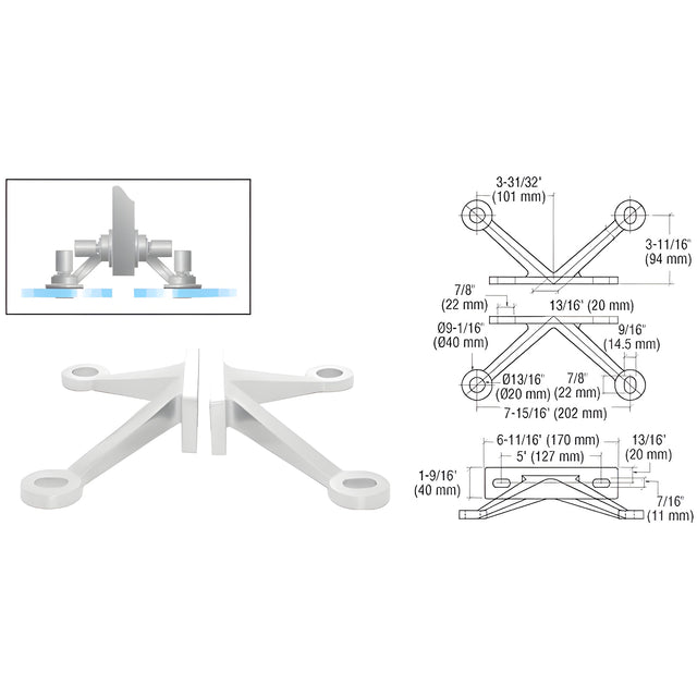 CRL Polished Stainless Heavy-Duty 4 Arm Spider Fitting "V" Fin Mount Frame