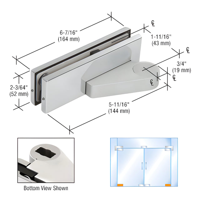CRL Polished Stainless Left Offset Bottom Door Patch Fitting