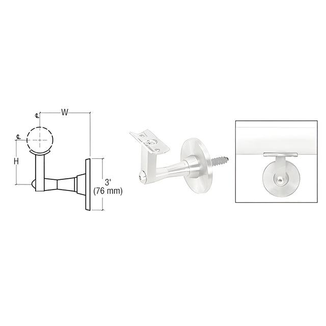 CRL Polished Stainless Manhattan Series Wall Mounted Hand Rail Bracket