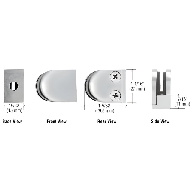 CRL Polished Stainless Mini Z-Series Glass Clamp Round Shape - Flat Base