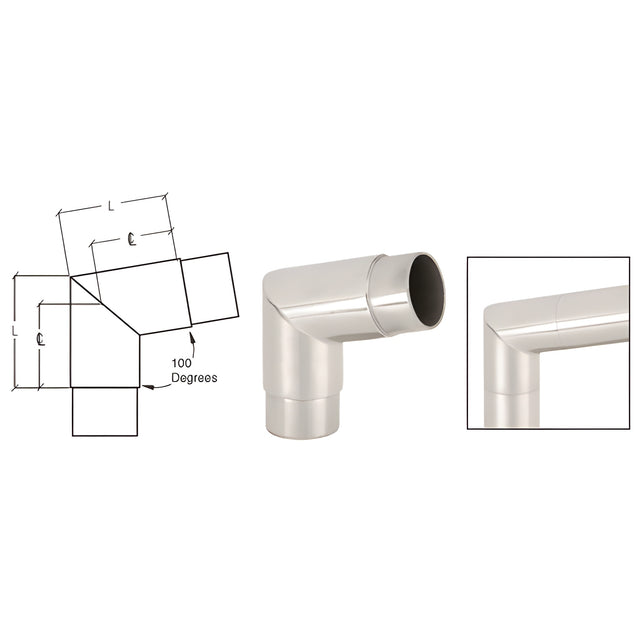 CRL Polished Stainless Mitered Style 100 Degree Flush Corner