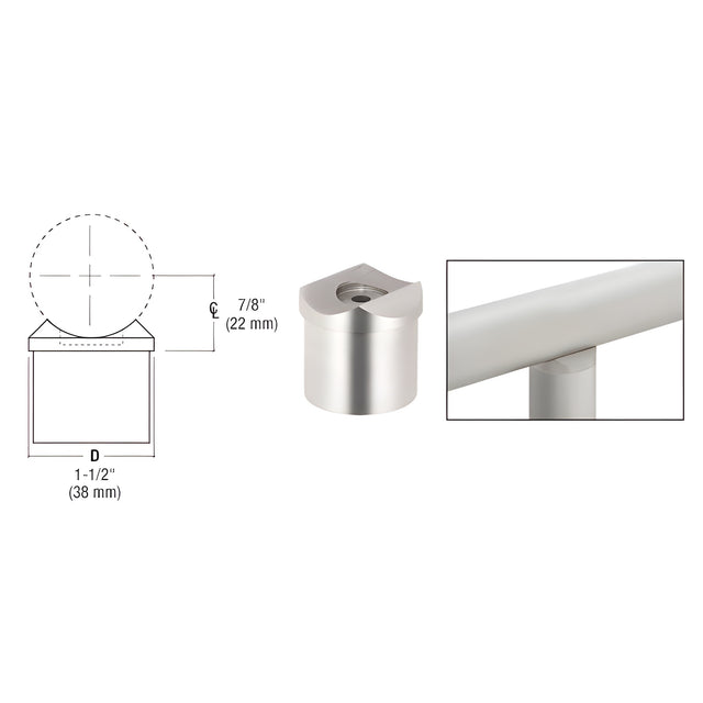 CRL Polished Stainless Perpendicular Collar for 1-1/2" Tubing