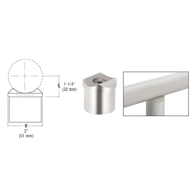 CRL Polished Stainless Perpendicular Collar for 2" Tubing