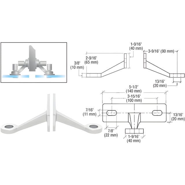 CRL Polished Stainless Regular Duty Spider Fitting Double Arm Fin Mount Frame