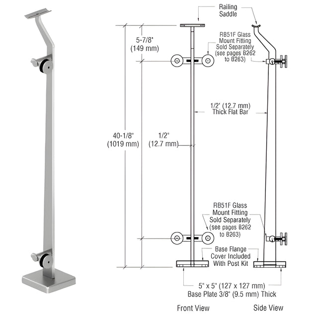 CRL Polished Stainless Right End P5 Series Post Railing Kit