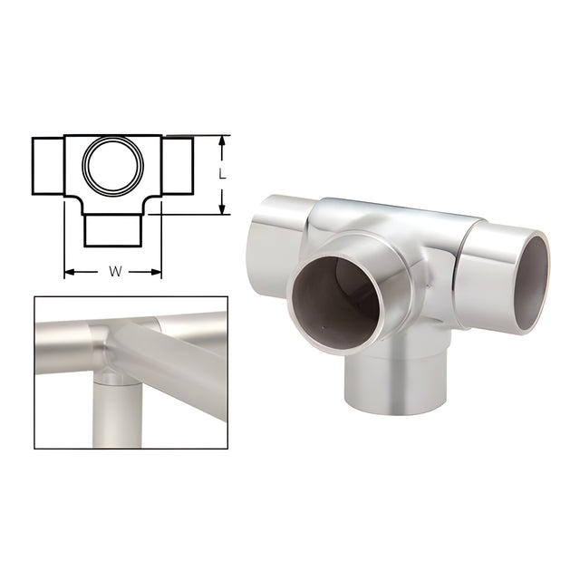 CRL Polished Stainless Side Outlet Tee for 1-1/2" Tubing