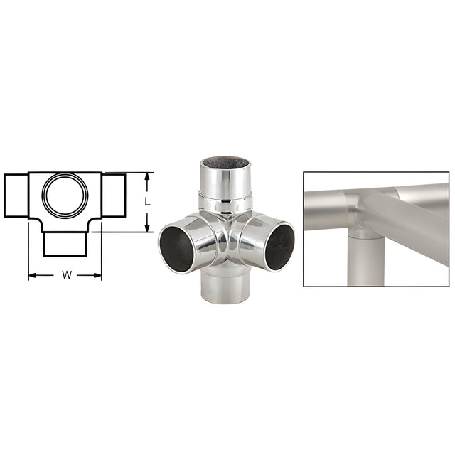 CRL Polished Stainless Side Outlet Tee for 2" Tubing