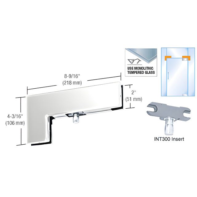 CRL Polished Stainless Sidelite Transom Patch With 1NT300 Insert