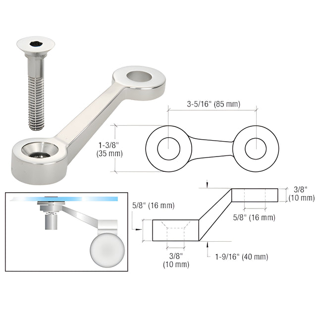CRL Polished Stainless Single Long Arm Post Mount Spider Fitting