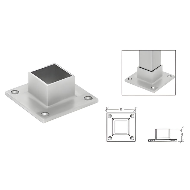 CRL Polished Stainless Square Full Flange for 1-1/2" Tubing