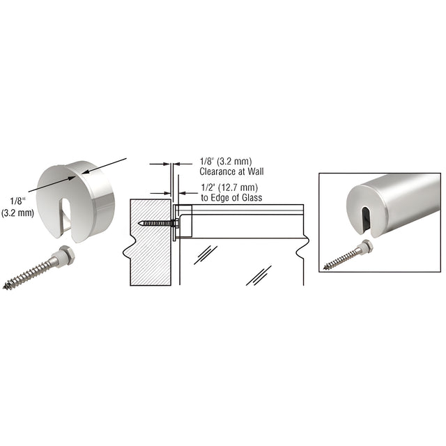CRL Polished Stainless Stabilizing End Cap for 2-1/2" Cap Railing