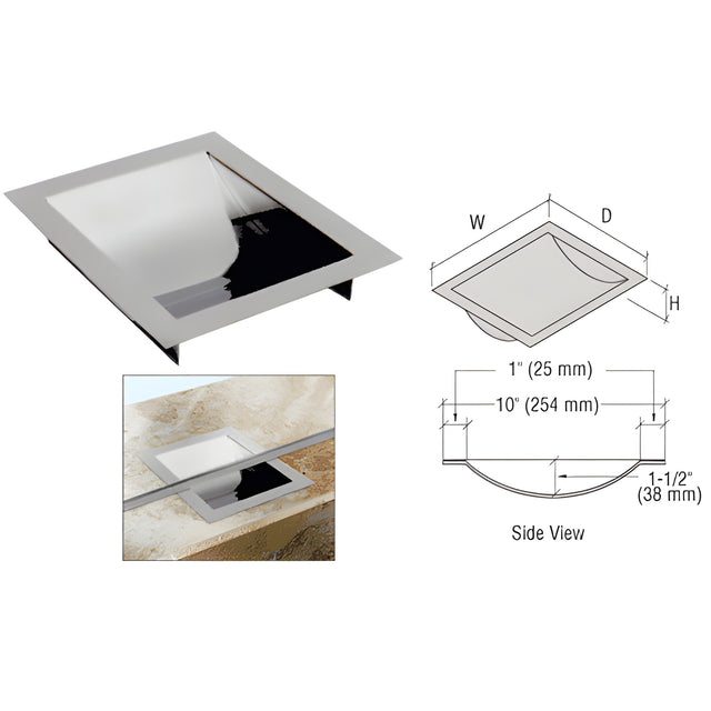 CRL Polished Stainless Steel 8" Wide x 10" Deep x 1-9/16" High Standard Drop-In Deal Tray