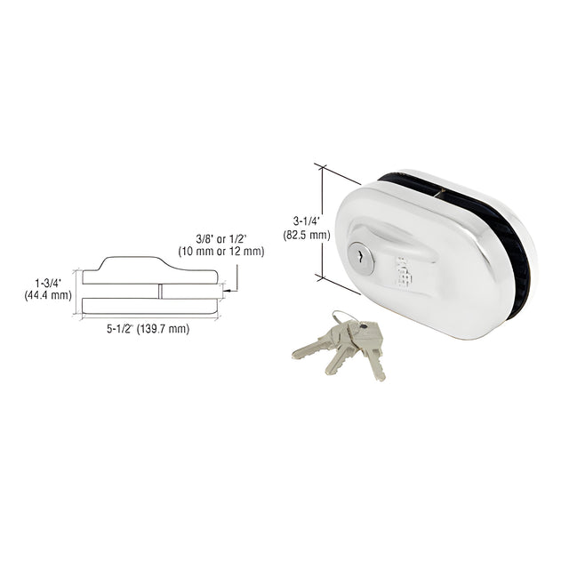 CRL Polished Stainless Steel Glass Mounted Slip-on Patch Lock for Use with 3/8" Glass