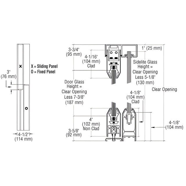 CRL Polished Stainless Steel SSR Bottom Rolling Sliding Door System XO/OX