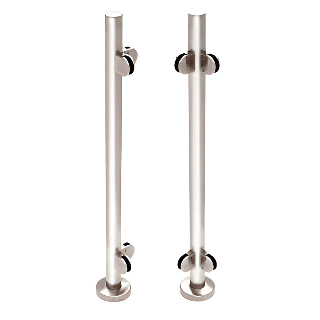 CRL Polished Stainless Steel Schedule 40 Corner Post Rail for Use with Glass Infill Panels