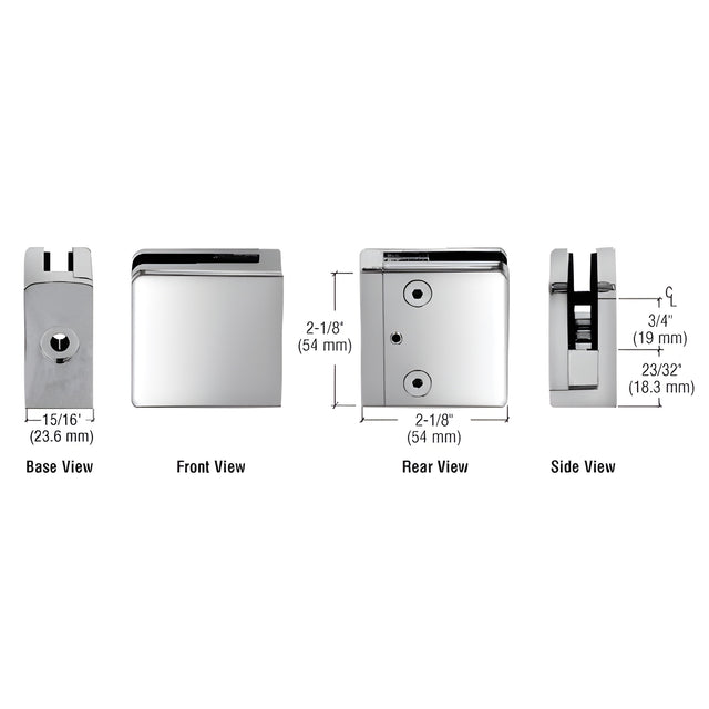 CRL Polished Stainless Steel Z-Series Square Type Flat Base Stainless Steel Clamp