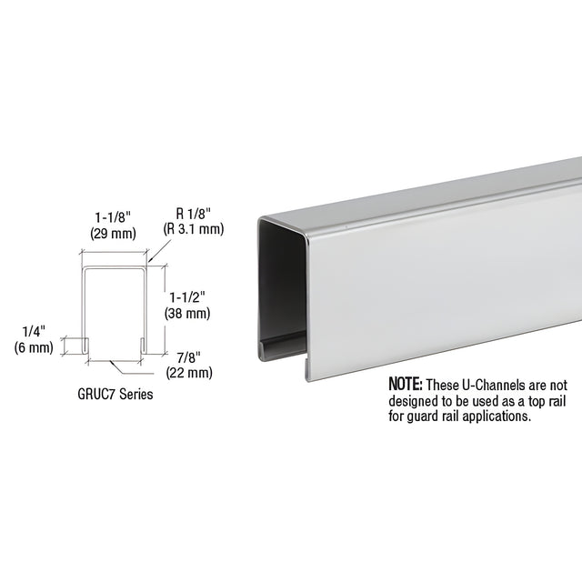CRL Polished Stainless U-Channel Cap for 3/4" Glass
