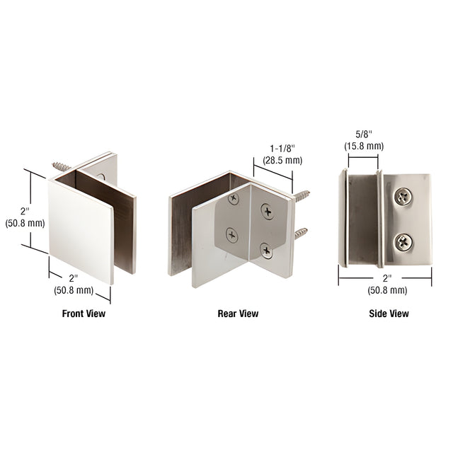 CRL Polished Stainless Wall Mount Square Mall Front Clamp