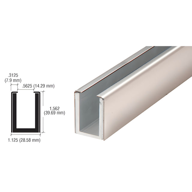 CRL Polished Stainless Wet / Dry Glaze 1-1/2" Deep U-Channel Custom Length