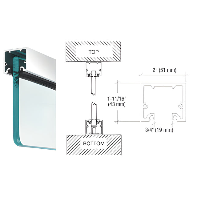 CRL Polished Stainless Wide U-Channel With Top Load Roll-In Glazing Gasket for 3/8" and 1/2" Glass - Custom Length