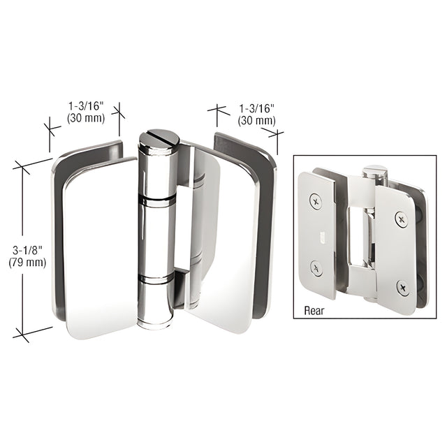 CRL Polished Stainless Zurich 01 Series 180 Degree Glass-to-Glass Inswing Bi-Fold Hinge