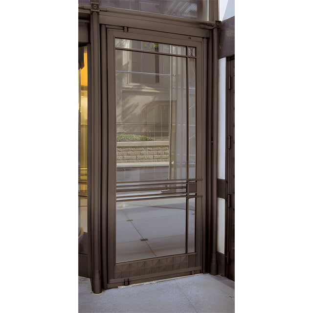 CRL Premium Dark Bronze Anodized Aluminum Medium Stile Door for 1" Glazing; 3-11/32" Top Rail; 9-1/2" Bottom Rail; Concealed Hinge Tube LHR; with Lock