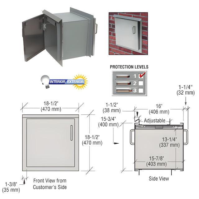 CRL Primed Package Receiver with Prime Painted Steel Door Protection Level 1