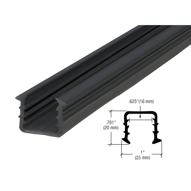 CRL Roll Form Cap Rail Black Rubber Insert for 3/4" Monolithic Glass and 11/16" Laminated Glass