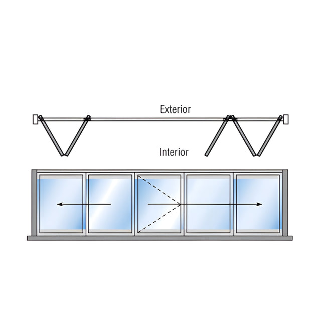 CRL S55 Monterey 2+3 Bi-Fold Bi-Part Interior Swing with Flush Sill Satin Anodized