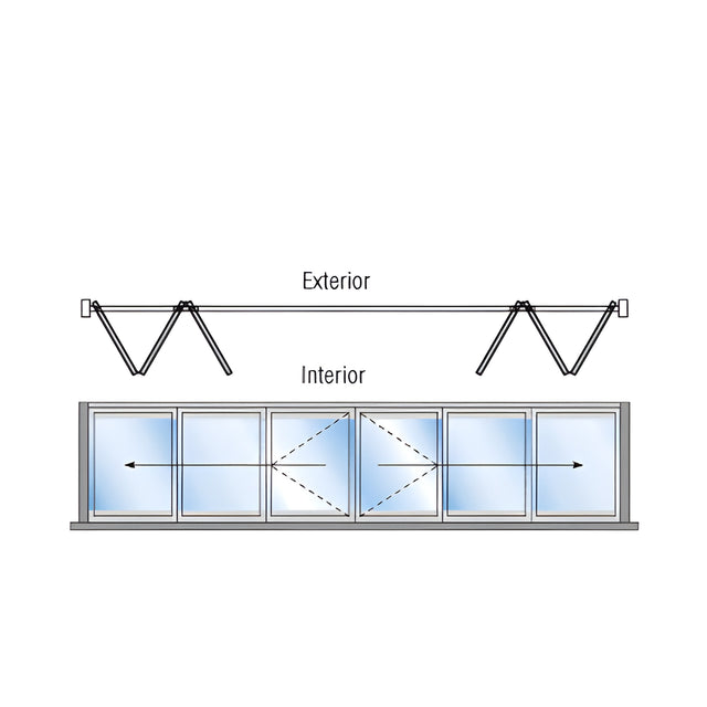 CRL S55 Monterey 3+3 Bi-Fold Bi-Part Interior Swing with Flush Sill and Exterior Lever Lock Painted