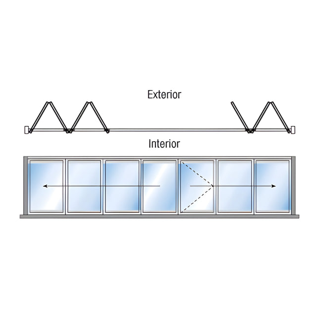 CRL S55 Monterey 4+3 Bi-Fold Bi-Part Exterior Swing with Flush Sill and Exterior Lever Lock Satin Anodized