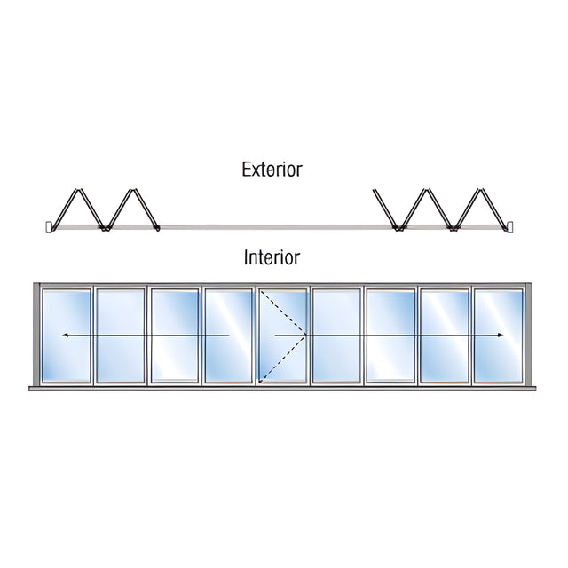CRL S55 Monterey 4+5 Bi-Fold Bi-Part Exterior Swing with Raised Sill and Exterior Lever Lock Satin Anodized