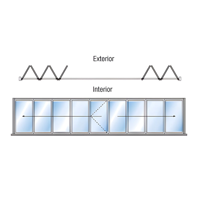 CRL S55 Monterey 5+4 Bi-Fold Bi-Part Exterior Swing with Flush Sill and Exterior Lever Lock Satin Anodized