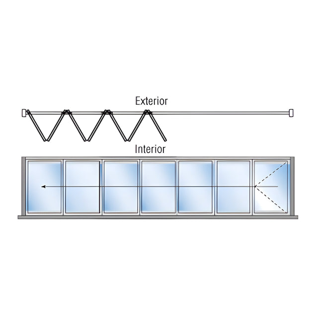 CRL S55 Monterey Bi-Fold 7 Panel Right Hand Interior Swing with Raised Sill Powder Painted