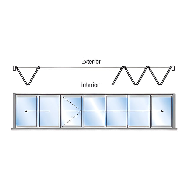 CRL S80 Monterey Thermally Broken 2+5 Bi-Fold Bi-Part Interior Swing with Flush Sill Satin Anodized