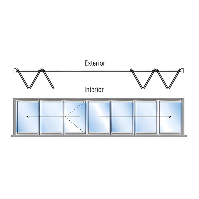 CRL S80 Monterey Thermally Broken 3+4 Bi-Fold Bi-Part Interior Swing with Raised Sill and Exterior Lever Lock Satin Anodized