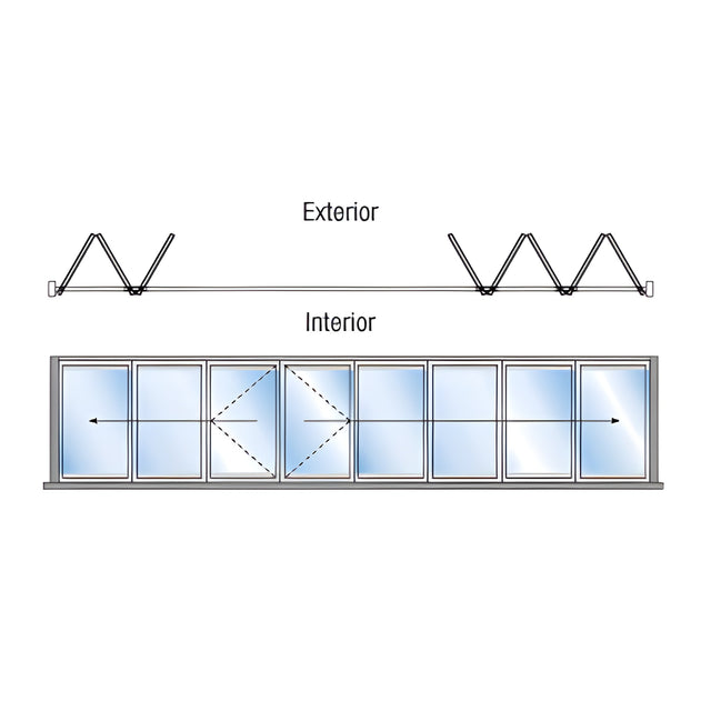 CRL S80 Monterey Thermally Broken 3+5 Bi-Fold Bi-Part Exterior Swing with Flush Sill Black/Bronze Anodized