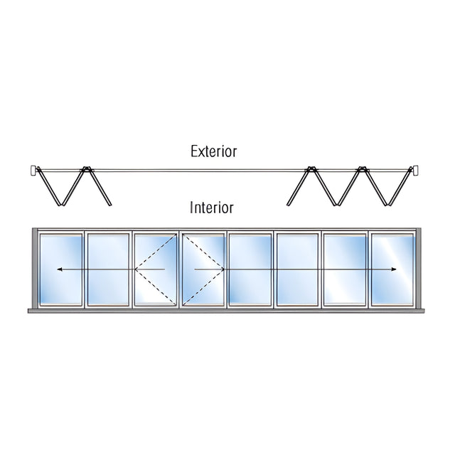 CRL S80 Monterey Thermally Broken 3+5 Bi-Fold Bi-Part Interior Swing with Raised Sill and Exterior Lever Lock White Powder Coat
