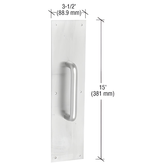 CRL Satin Aluminum 15" Plate with 6" Round Solid Handle Pull