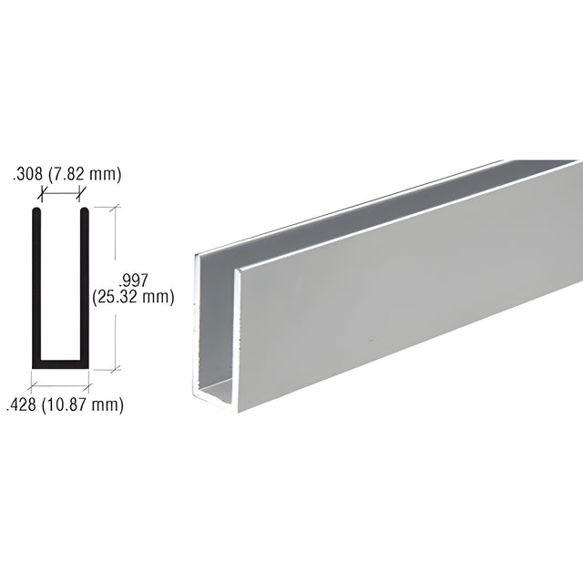 CRL Satin Anodized 1/4" Single Channel with 1" High Wall