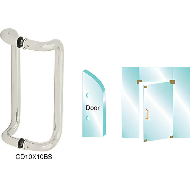 CRL Satin Anodized 10" Glass Mounted Offset Pull Handle