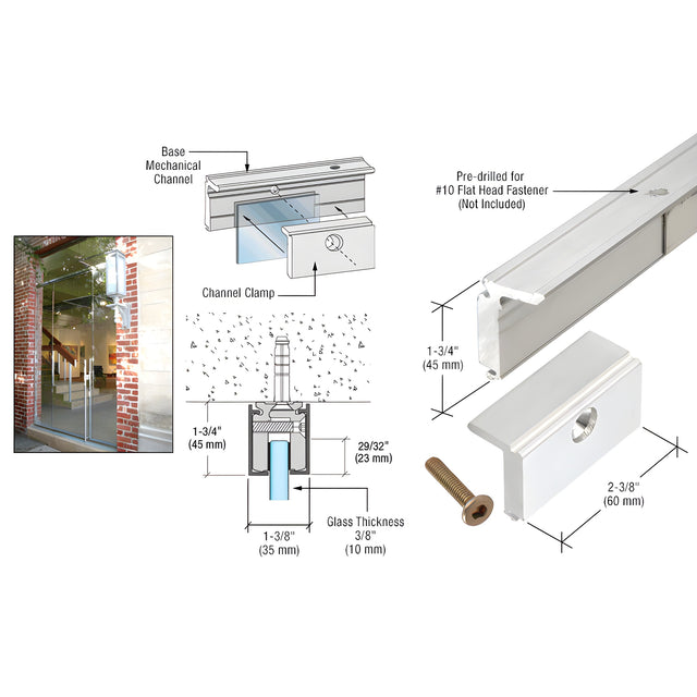 CRL Satin Anodized 10' Mechanical Glazing Channel for 3/8"