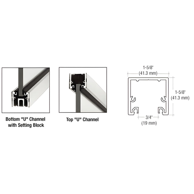 CRL Satin Anodized 120" U-Channel with Roll-In Top Load Gasket