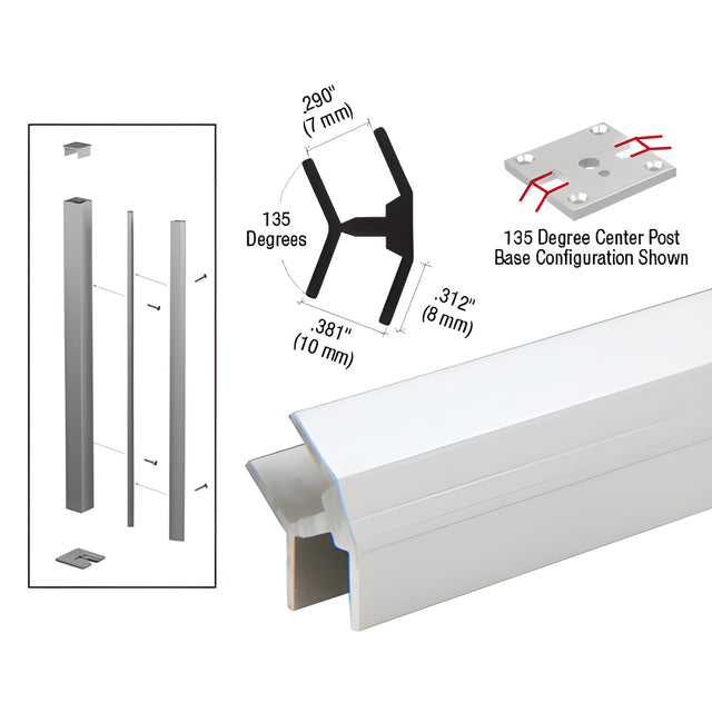 CRL Satin Anodized 135 Degree Partition Post for Special Installation