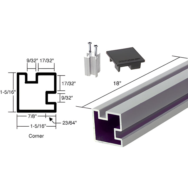 CRL Satin Anodized 18" Corner Aluminum Counter Post