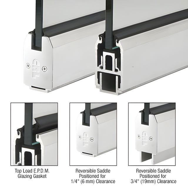 CRL Satin Anodized 2-5/16" x 120" Length Low Profile Tapered Sidelite Rail With Saddle