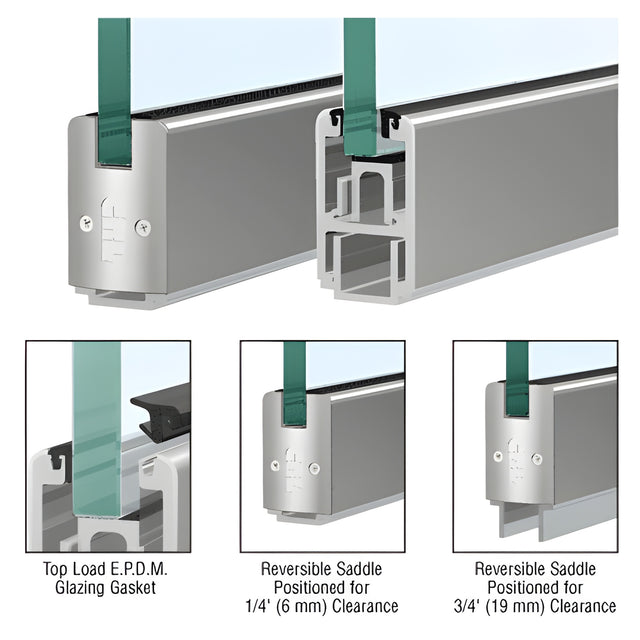 CRL Satin Anodized 2-5/16" x 240" Length Low Profile Sidelite Rail With Saddle