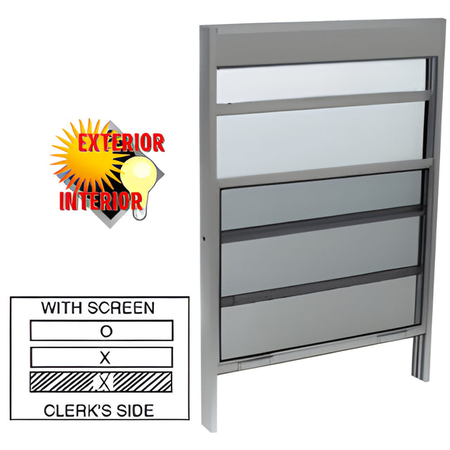 CRL Satin Anodized 36" x 36" Vertical Sliding Service Windows with 1/4" Vinyl Glazing and Screen