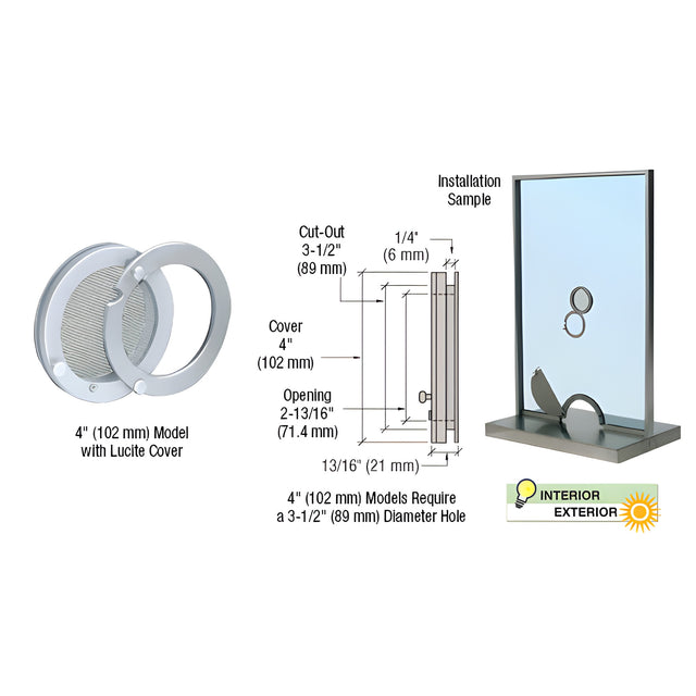 CRL Satin Anodized 4" Lucite Cover Speak-Thru